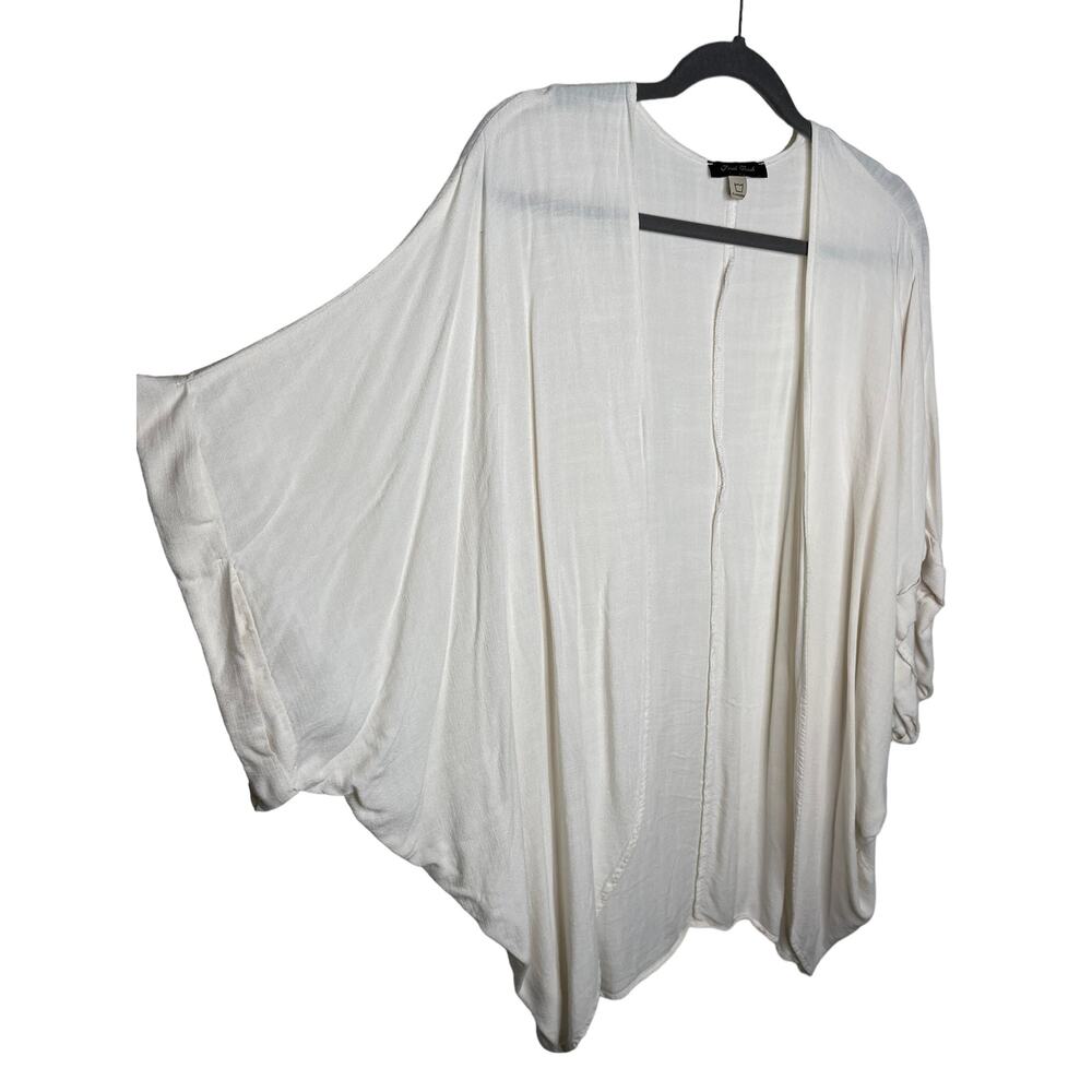 Final Touch White/ Cream Bat Wing Open Front Cardigan Size Large